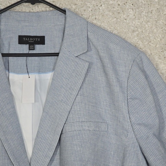 Talbots Womens Blazer 24W Blue White 2 Button Career Preppy Minimal Office - Picture 3 of 13